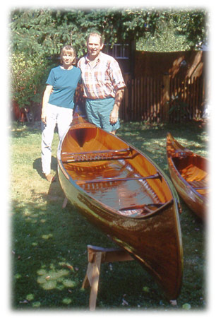 Happy owners of restored Willits canoe
